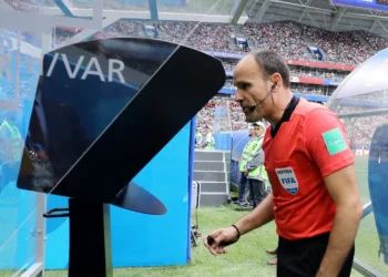 VAR review in a Football game