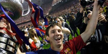 Barcelona trophy cabinet, features the legacy of Lionel Messi