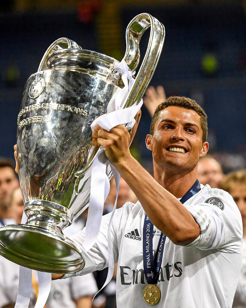 Christiano Ronaldo holds the record as the player with most goals in the champions league